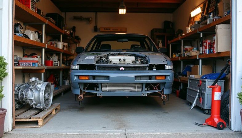 My S13 240SX SR20DET swap from a bare shell – Day 1. No donor car, no prior swap experience. Anyone pulled this off in a single‑bay garage?