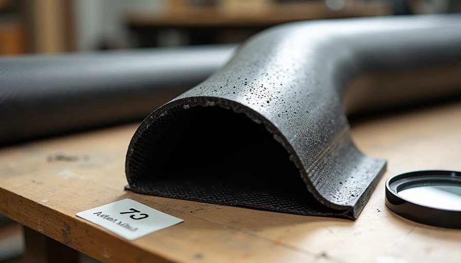 Carbon intake duct with hundreds of pinholes and wrinkled edge – structurally sound, cosmetically unusable Realistic close-up of a carbon fiber intake duct on a workbench. The part released cleanly but the surface is covered in hundreds of tiny pinholes. A wrinkled, wavy edge is visible around the bend.