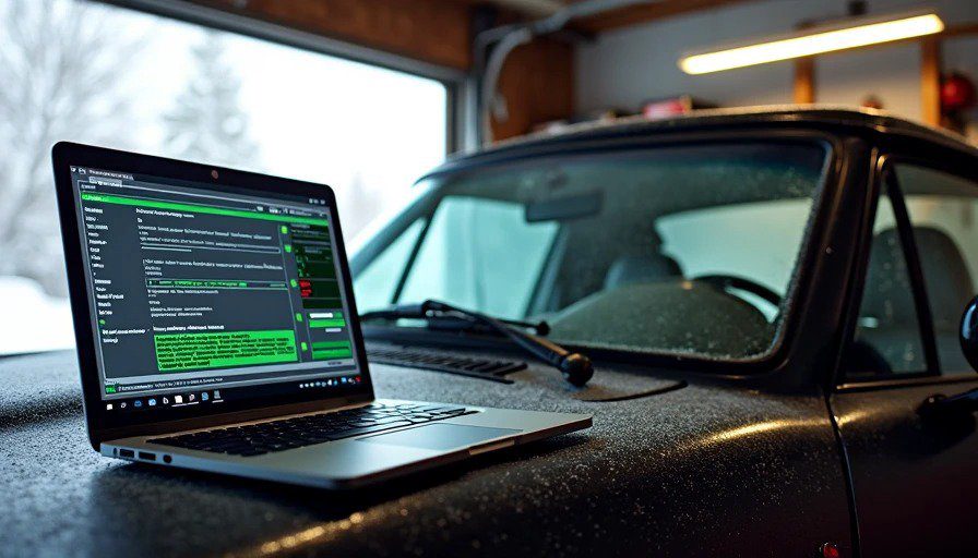 Garage on 30°F morning – Miata running, laptop with cold start log – Megasquirt vs. Haltech contrast